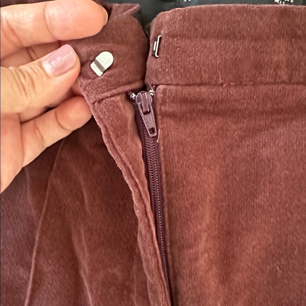 Mango Suede Burgundy Flare Pants Sz 6 - Picture 4 of 8